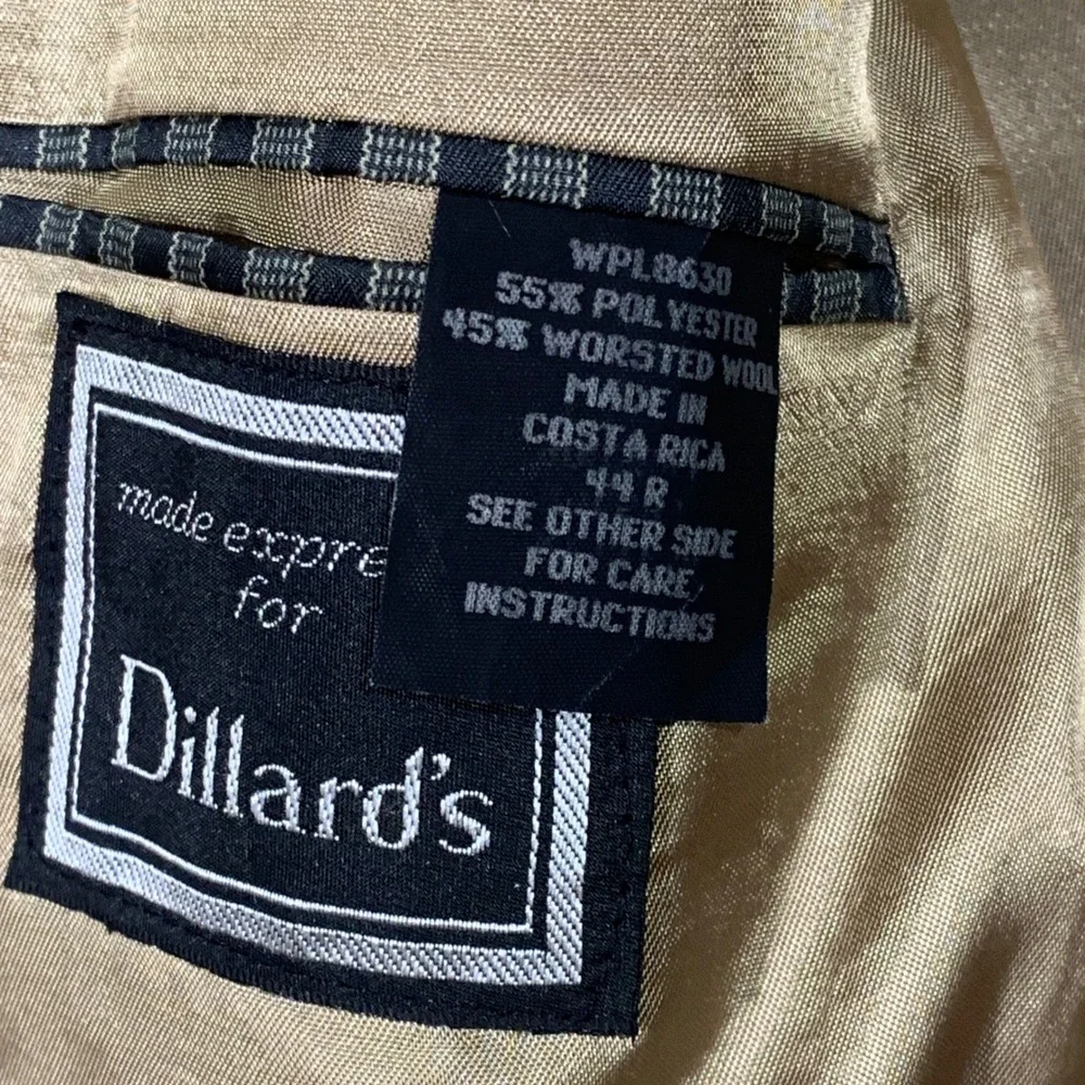 Wimbledon of England Mens Tan Blazer Jacket 44R Made in Costa Rica Dillard's Tie